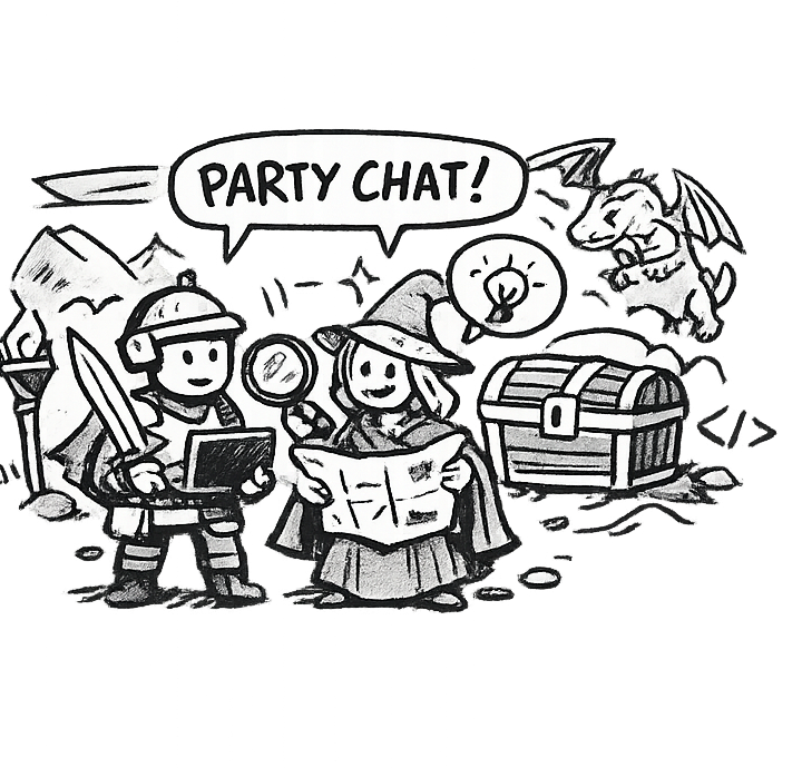 Party chat MMORPG doodle